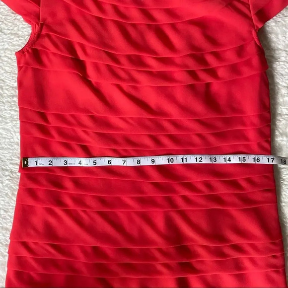French Connection Tiered Layered Summer Coral Penny Dress Size 40 - Picture 5 of 12